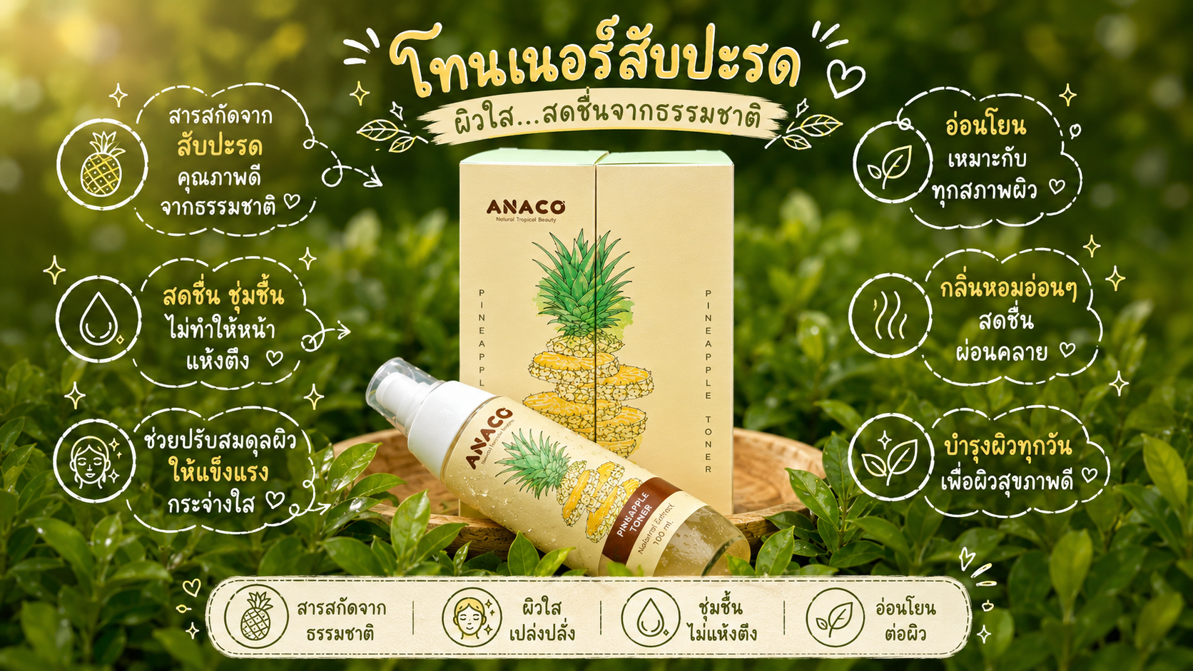 โทนเนอร์สับปะรด (Pineapple Toner) ตรา ANACO
