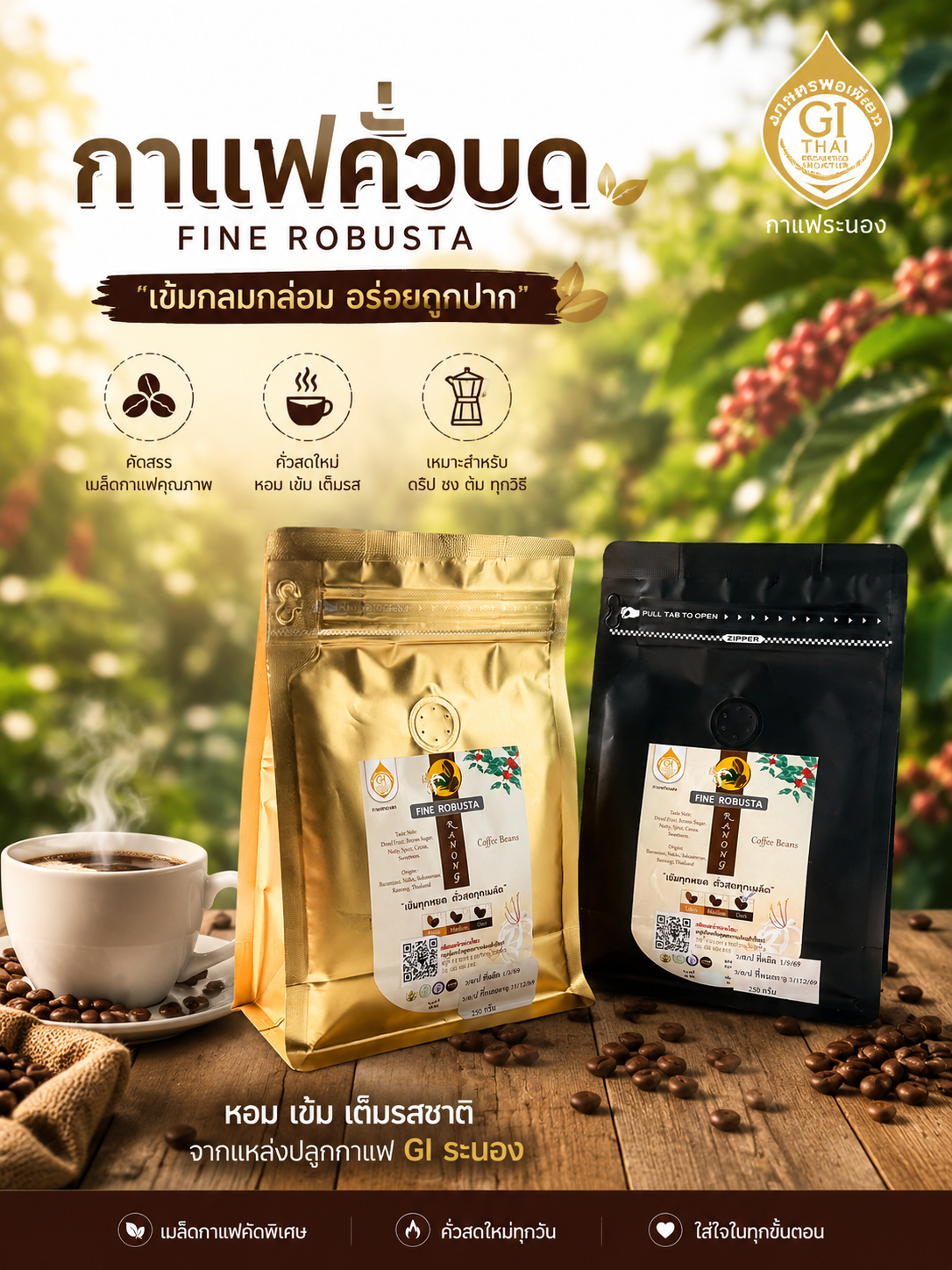 กาแฟคั่วบดบ้านไร่ใน