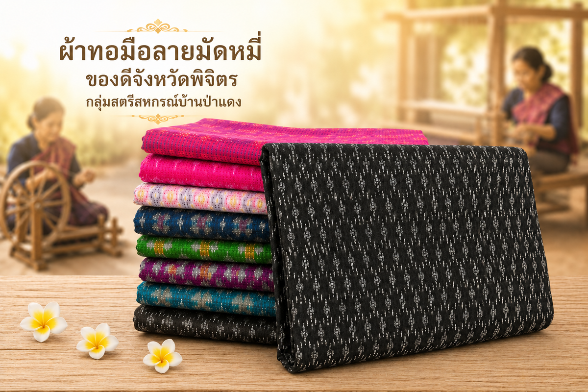 ผ้าทอมือลายมัดหมี่ , ผ้าทอมือลายมัดหมี่ แบบเป็นชุด 4 เมตร ,ผ้าขาวม้า