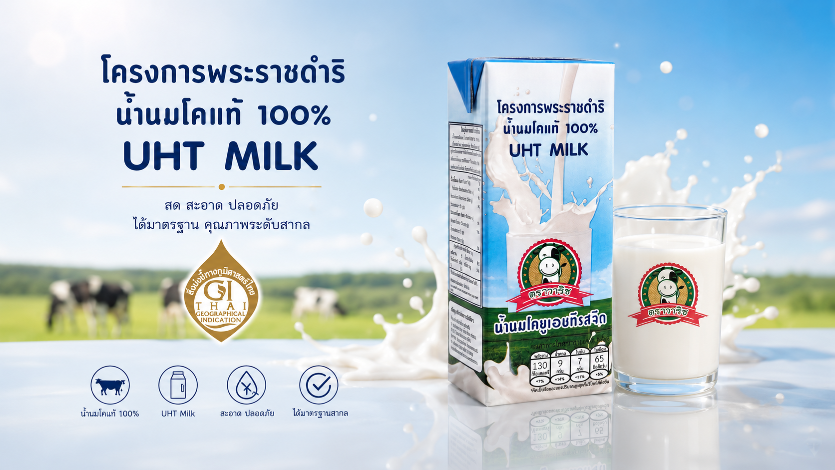 นมยูเอชที รสจืด ตรา วาริช