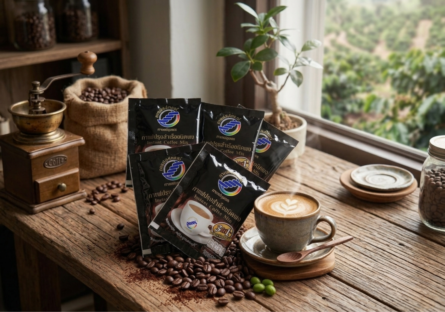 "กาแฟปรุงสำเร็จชนิดผงโรบัสต้า (3 in 1) ตรา กาแฟสหกรณ์"