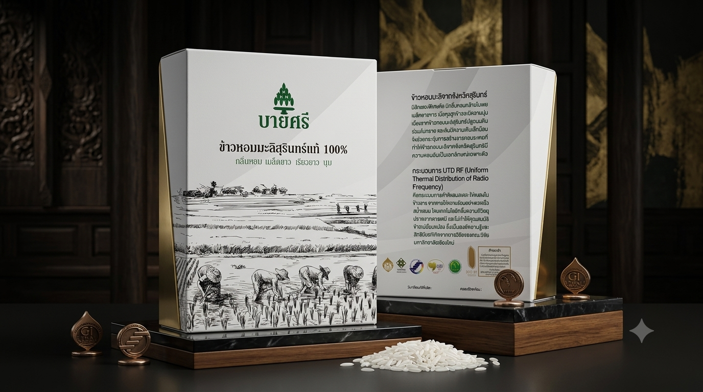 ข้าวหอมมะลิสุรินทร์แท้ 100% ตราบายศรี